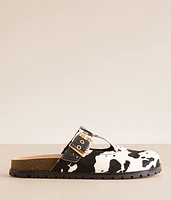 Atticus Cow Print Leather Cut-Out Clog