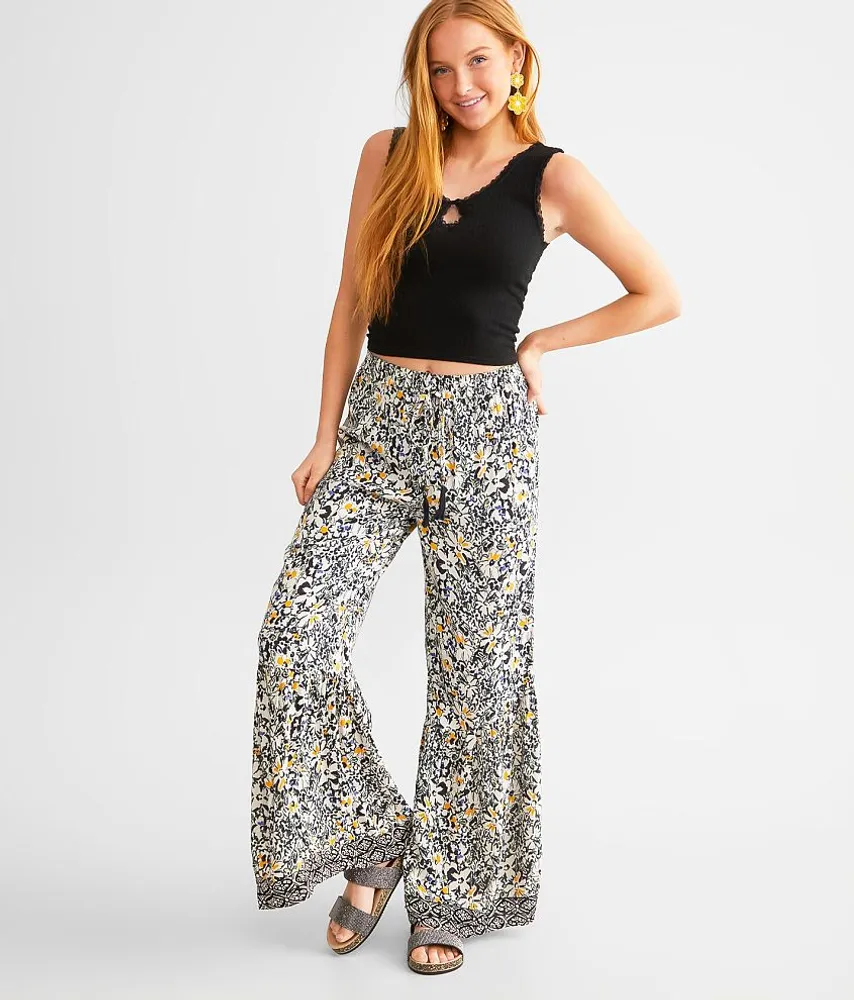 Angie Floral Wide Leg Beach Pant - Women's Pants in Oyster