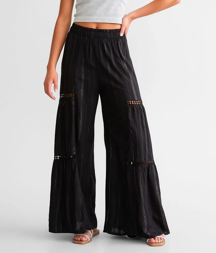 Angie Printed Tie Front Wide Leg Palazzo Pants