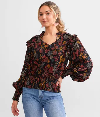 Angie Floral Ruffle Top