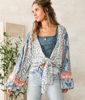 Angie Floral Print Front Tie Top