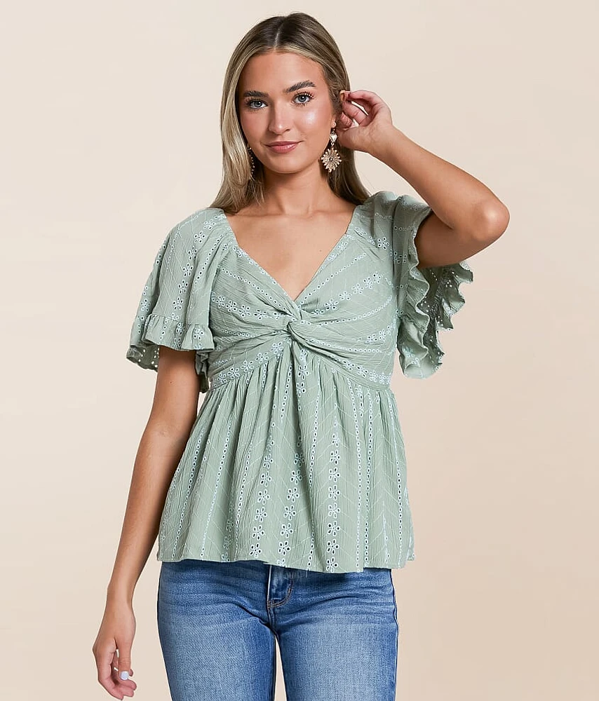 Twisted Front Peplum Top