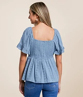 Twisted Eyelet Top