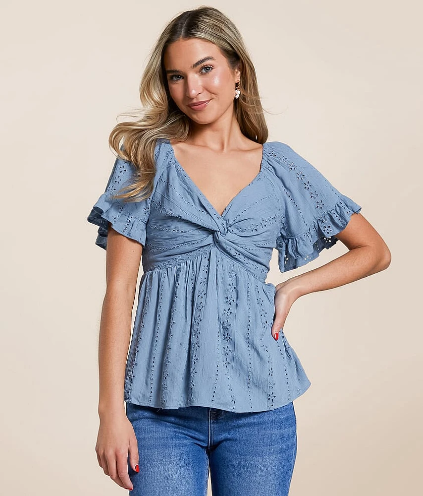 Twisted Eyelet Top