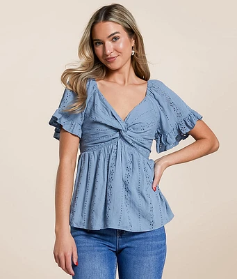 Twisted Eyelet Top