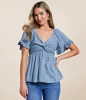 Twisted Eyelet Top