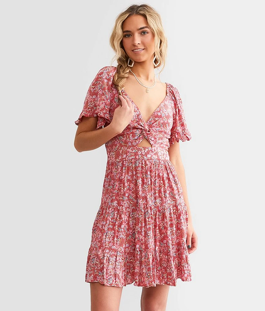 Angie Floral Twisted Mini Dress