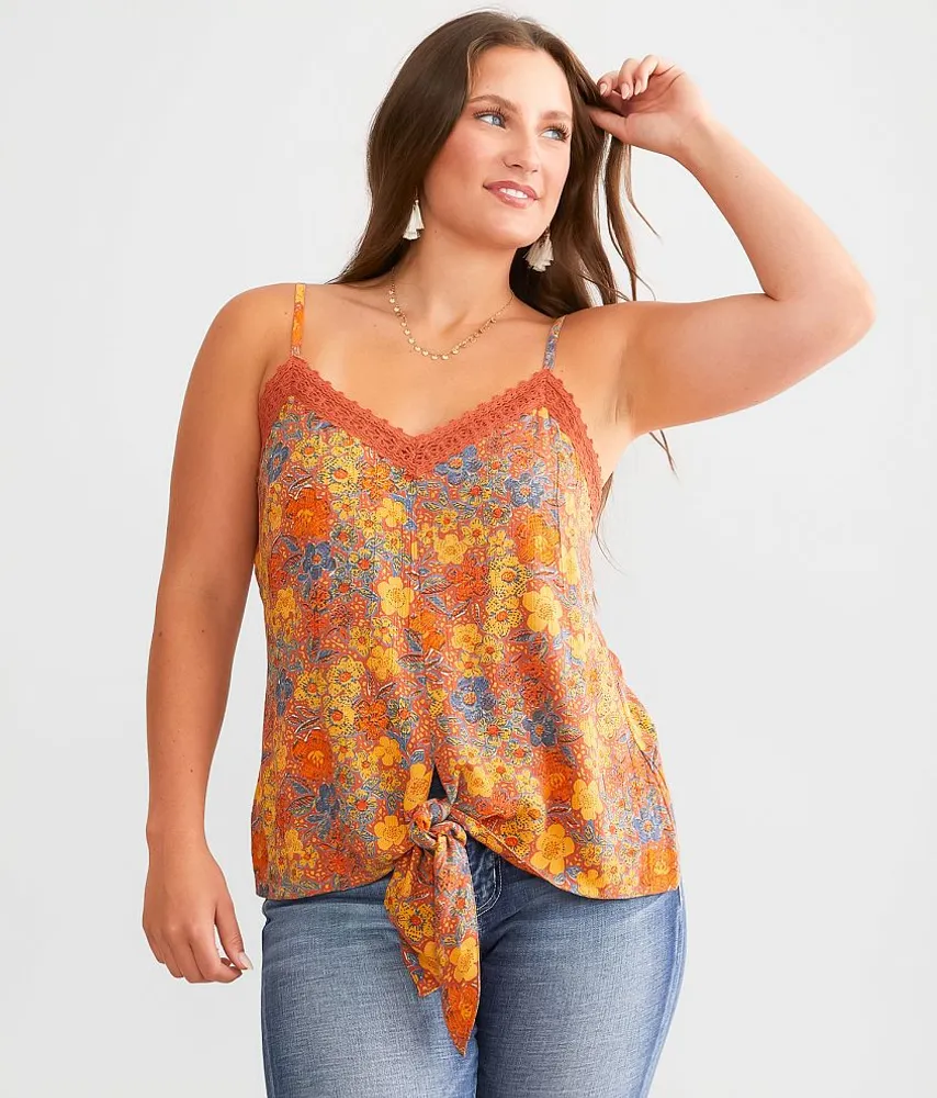 Daytrip Floral Front Tie Tank Top