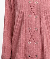 Ribbed Lace-Up Top
