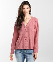 Ribbed Lace-Up Top