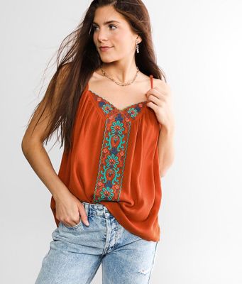 Daytrip Embroidered Floral Tank Top