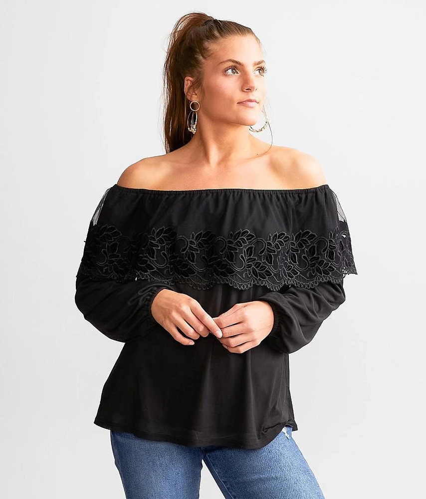 Off The Shoulder Mesh Top