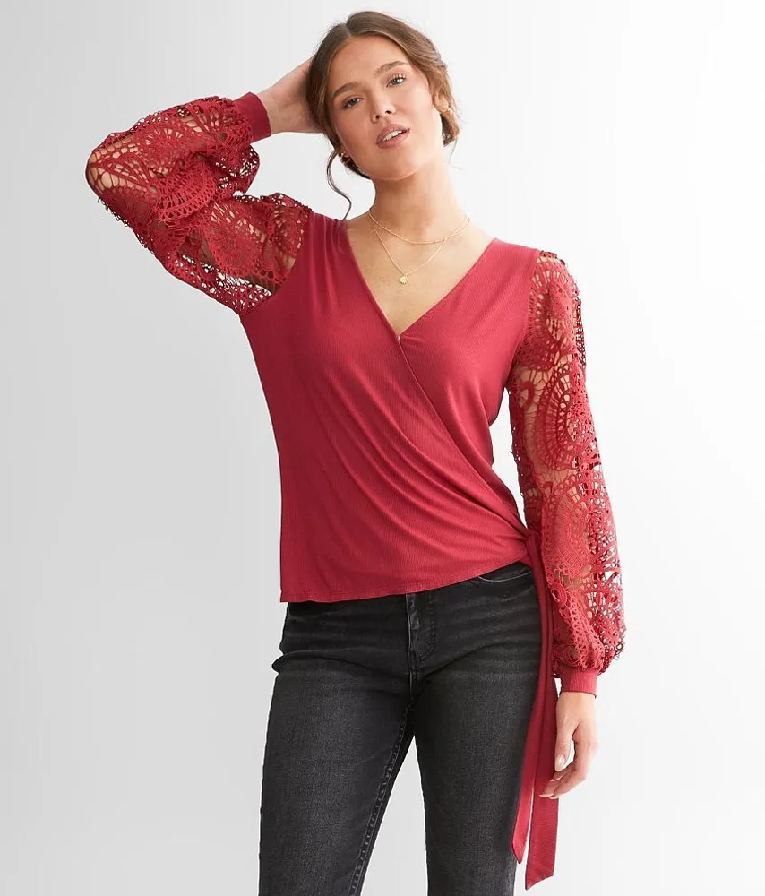 Ribbed Surplice Top