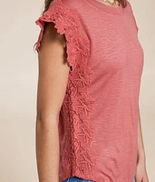 Floral Crochet Trim Top