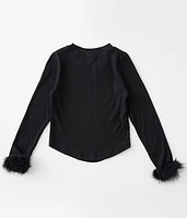 Girls - Feather Trim Top