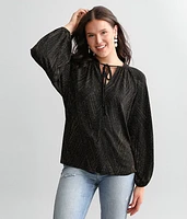 Metallic Front Tie Top