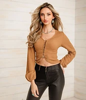 Lace-Up Textured Top