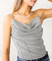 Cowl Neck Sparkle Tank Top
