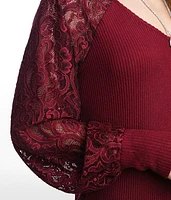 Pieced Sheer Lace Top