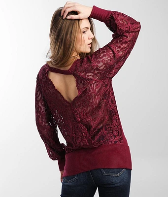 Pieced Sheer Lace Top