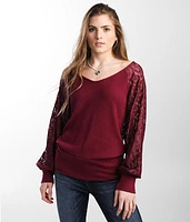 Pieced Sheer Lace Top