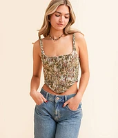 TIC TOC Tapestry Corset Hanky Tank Top