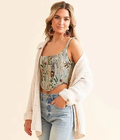 TIC TOC Tapestry Corset Hanky Tank Top