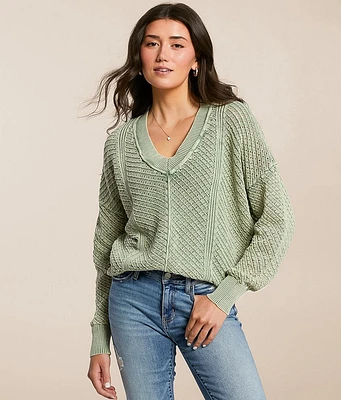 Timing Washed Pointelle Sweater