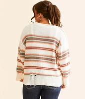 Destructed Mix Striped Sweater