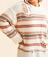 Destructed Mix Striped Sweater