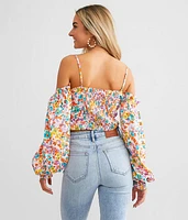 Floral Sweetheart Cropped Top