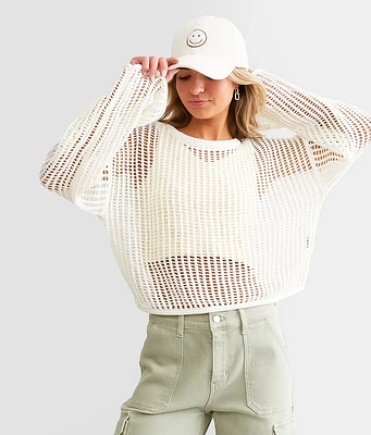 Timing Open Stitch Cropped Sweater