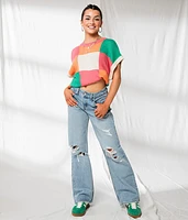 Checkered Dolman Cropped Sweater