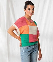 Checkered Dolman Cropped Sweater