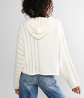 Mixed Stitch Hooded Sweater