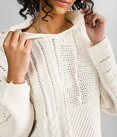 Mixed Stitch Hooded Sweater