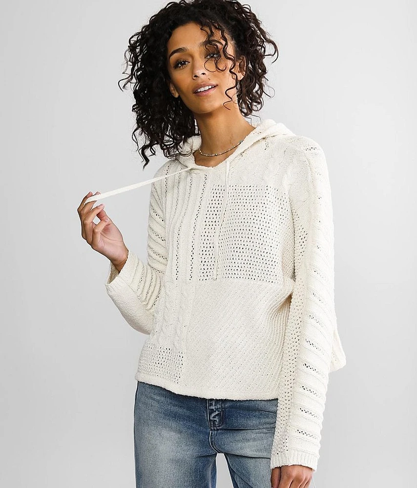 Mixed Stitch Hooded Sweater