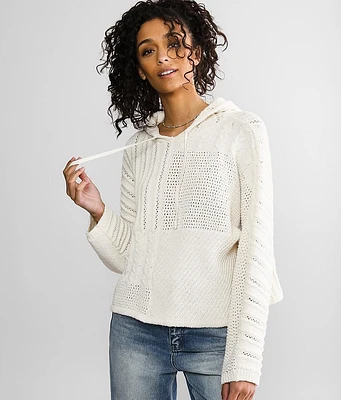 Mixed Stitch Hooded Sweater