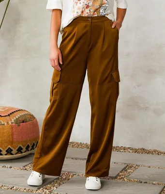 Lumiere Wide Leg Satin Cargo Pant