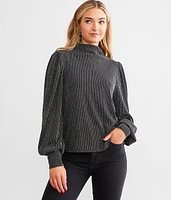 Mock Neck Sparkle Top