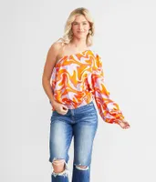 Willow & Root One Shoulder Wavy Bubble Top
