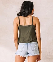 Lace Trim Cropped Tank Top