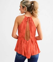 Embroidered Peplum Tank Top