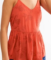 Embroidered Peplum Tank Top