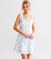 Cut-Out Floral Mini Dress