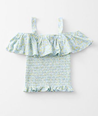 Girls- Willow & Root Smocked Cold Shoulder Top