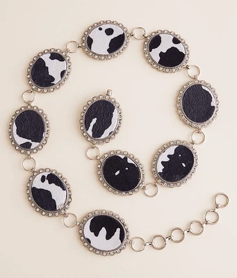 Glitz Cow Print Chain Belt