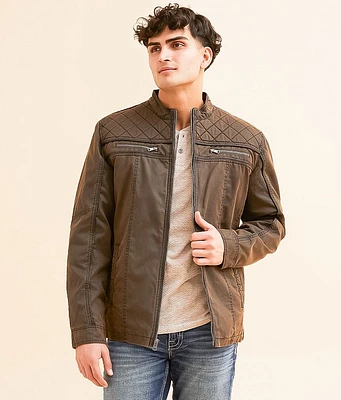 Antique Quilted Faux Leather Jacket
