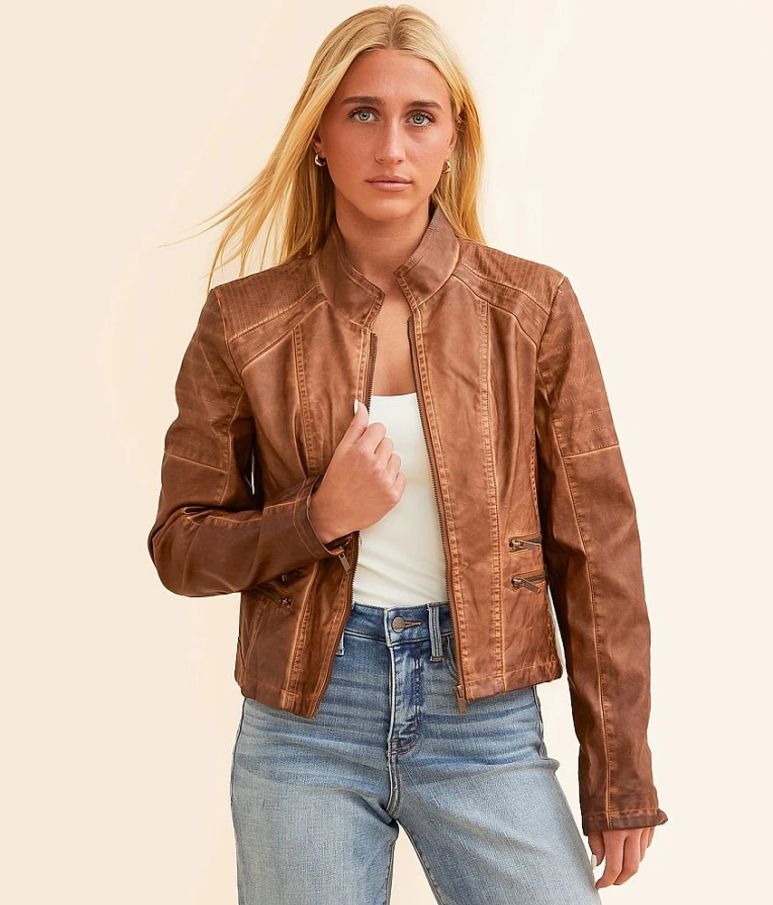 Stoosh Faux Leather Cropped Jacket