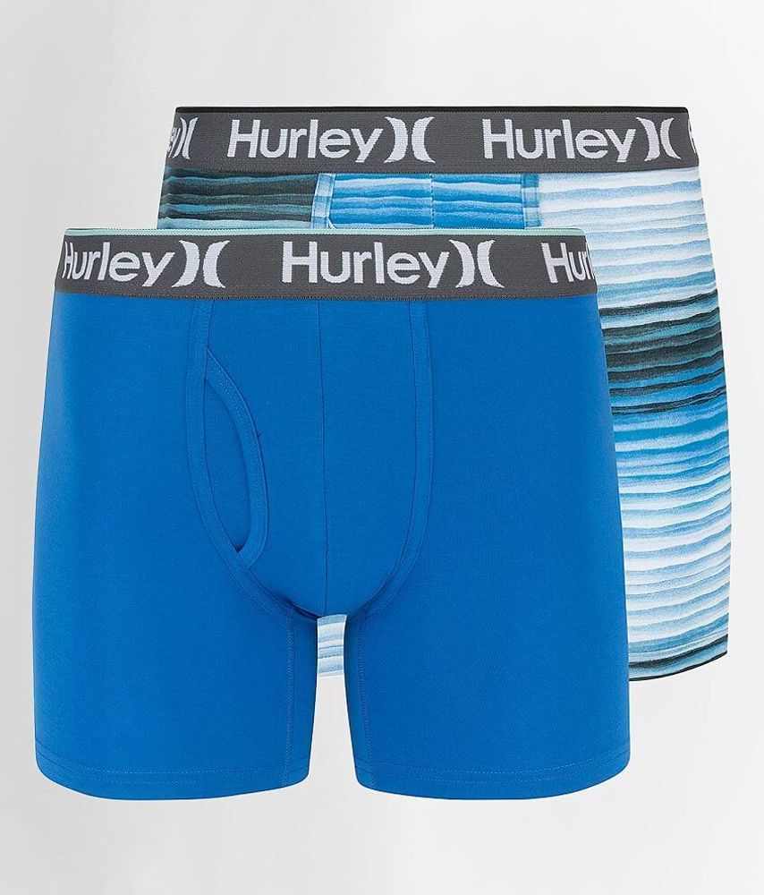 Hurley 2 Pack Stretch Boxer Briefs - Men's Boxers in White Blue